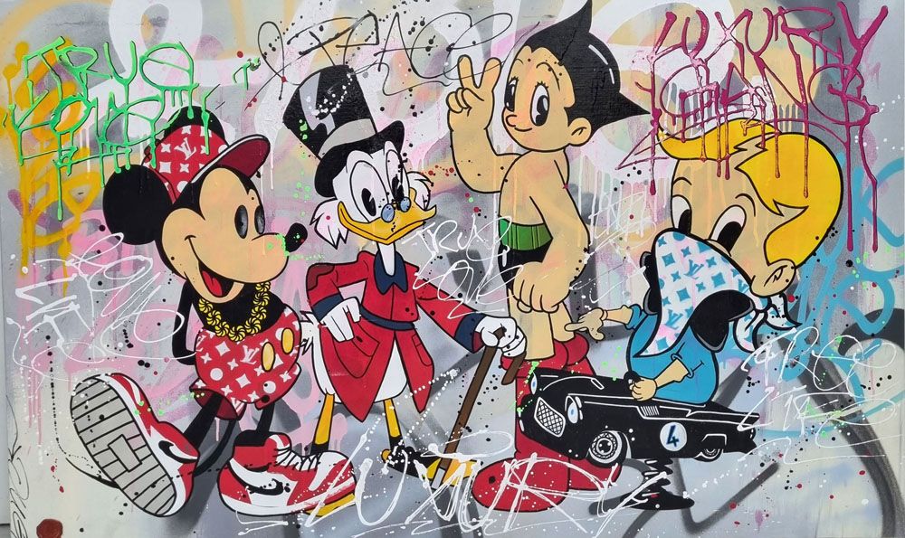 Tableau de JUG a pour titre QUATRO LUXURY style street pop art dim : JUGprix:1200