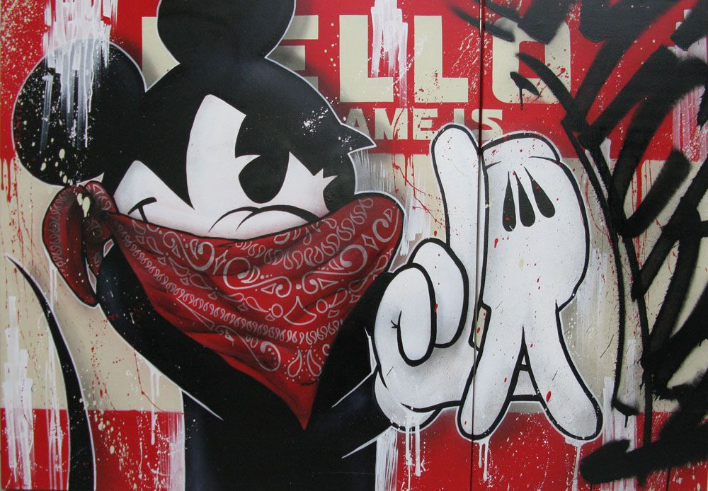 Tableau de JUG a pour titre MICKEY L.A. style street pop art dim : JUGprix:1200