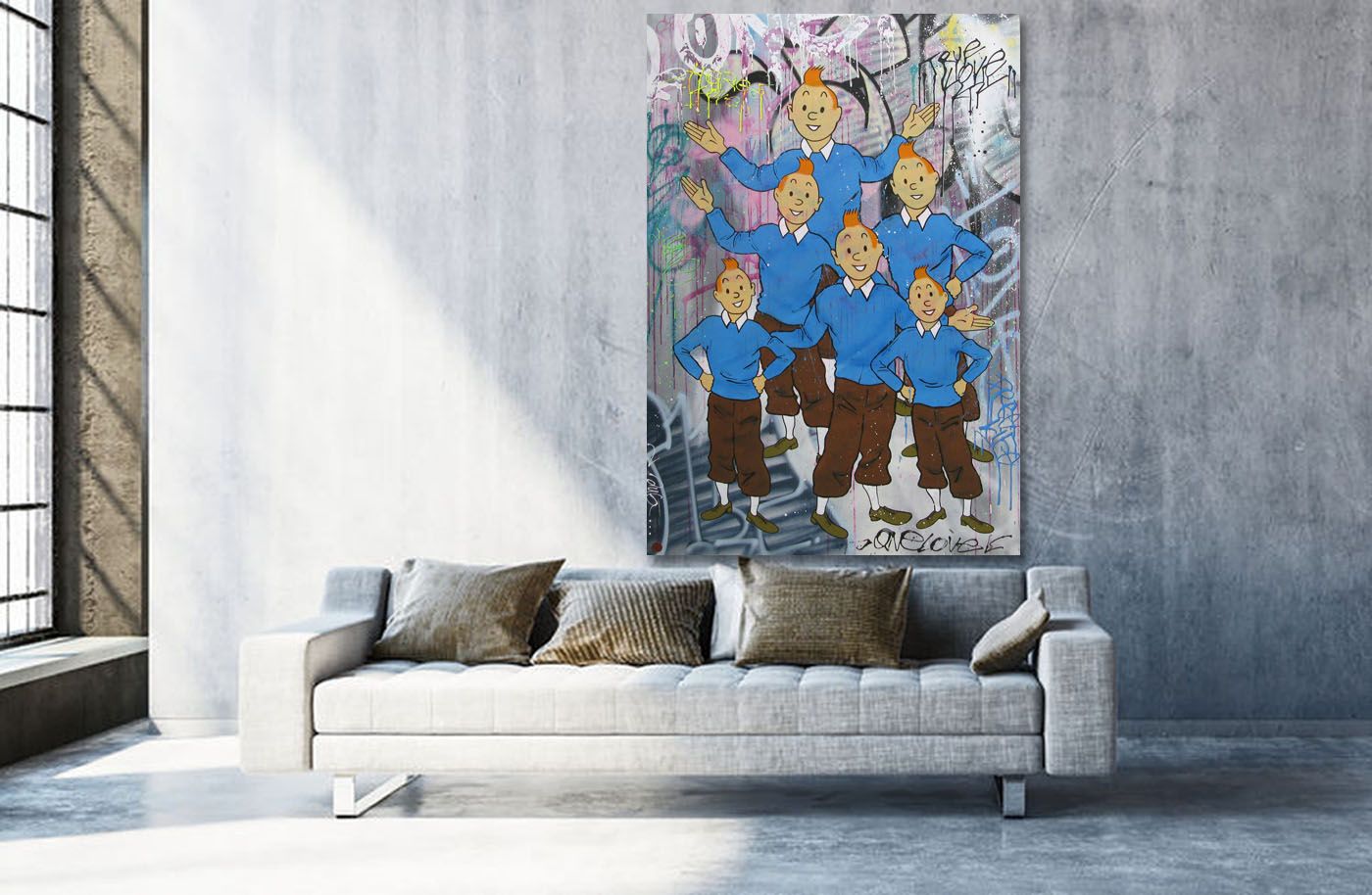 Tableau de JUG a pour titre TINPSYTRIK style street pop art dim : JUGprix:2200