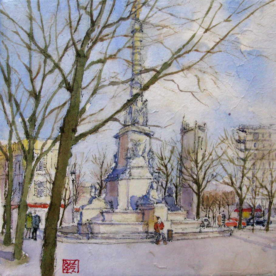 Tableau de JEONG MIN LEE a pour titre Rendez-vous au Chatelet style figuratif dim : JEONG MIN LEEprix:90