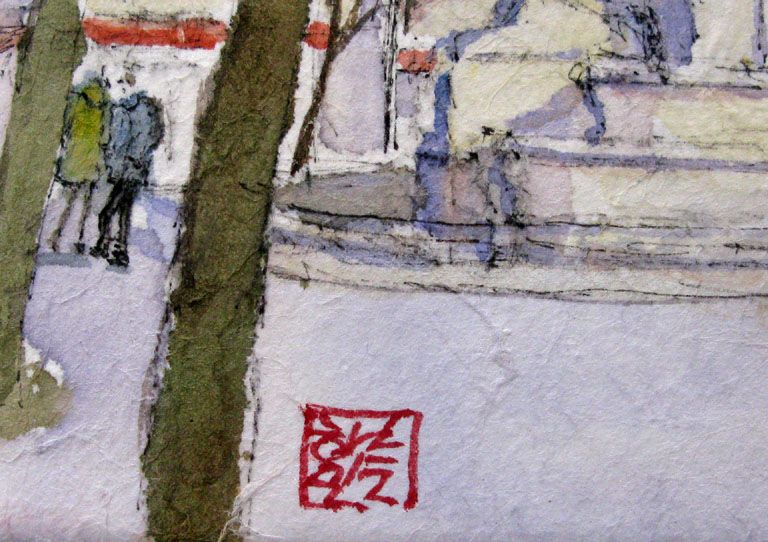 Tableau de JEONG MIN LEE a pour titre Rendez-vous au Chatelet style figuratif dim : JEONG MIN LEEprix:90
