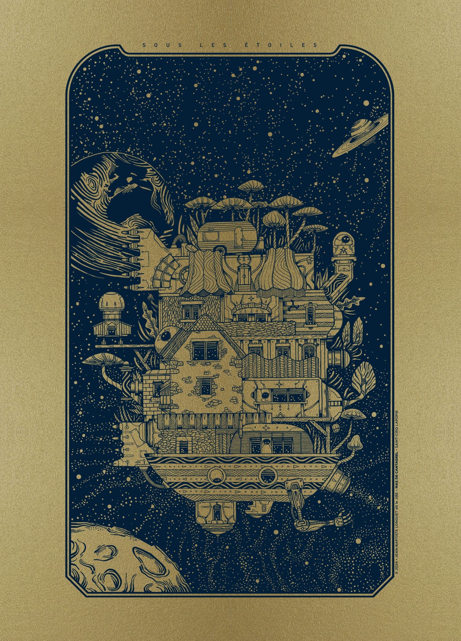 Editions d'art de JIBE a pour titre SOUS LES ETOILES 2024 Or style graphique dim : JIBEprix:120