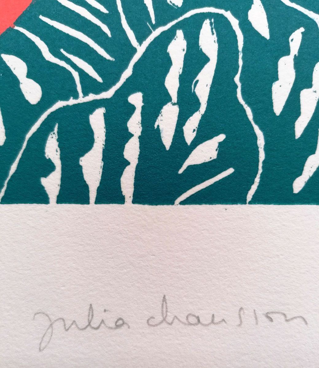 Editions d'art de JULIA CHAUSSON a pour titre LE TRIO style figuratif dim : JULIA CHAUSSONprix:80