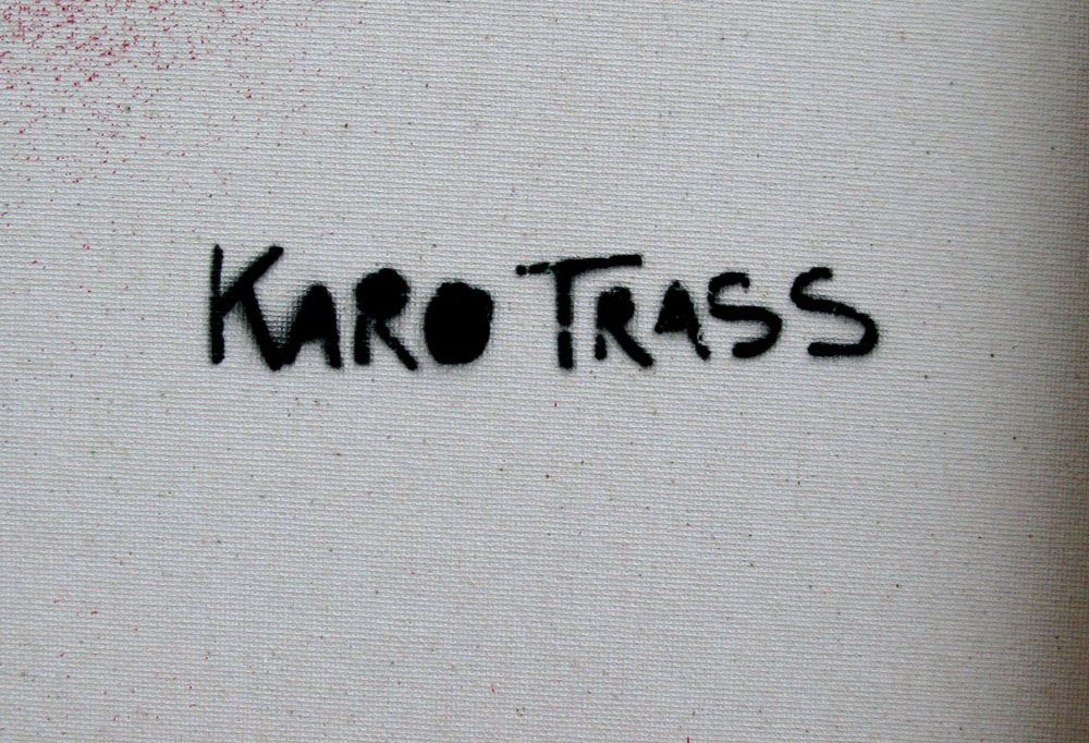 Tableau de KARO TRASS a pour titre SANS TITRE style street pop art, street art dim : KARO TRASSprix:300