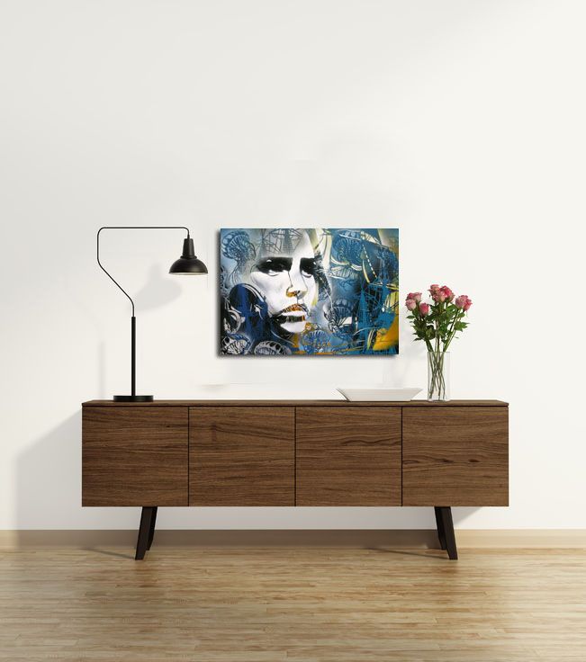 Tableau de KARO TRASS a pour titre PONT D'ATTACHE style street pop art, street art dim : KARO TRASSprix:350