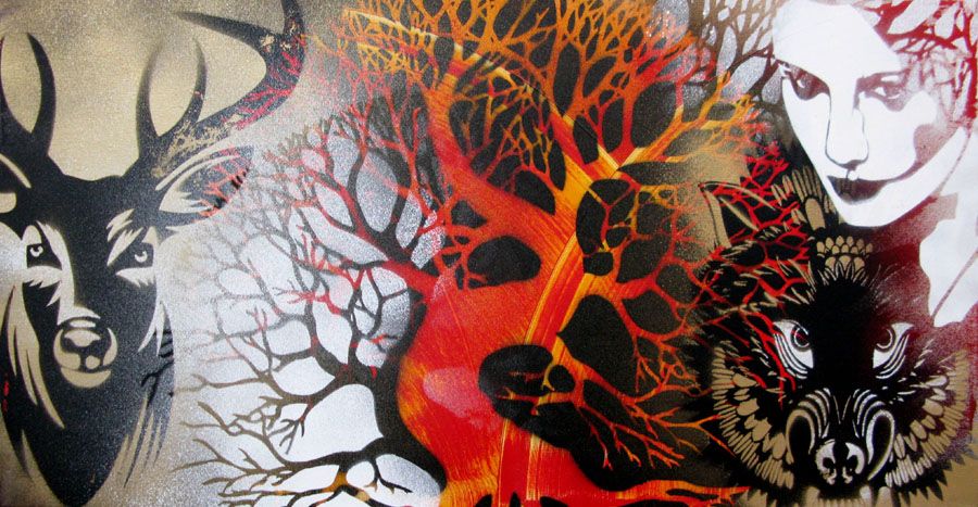 Tableau de KARO TRASS a pour titre BANZAI style street pop art, street art dim : KARO TRASSprix:400