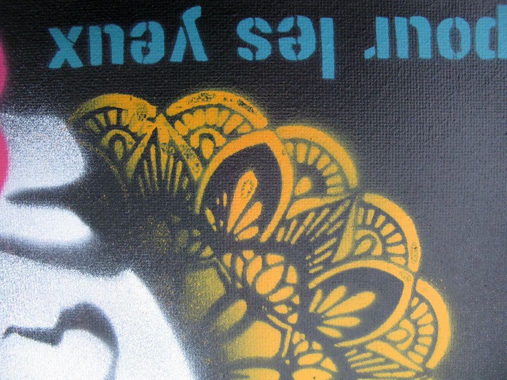 Tableau de KARO TRASS a pour titre SHANTI EYES style street pop art, street art dim : KARO TRASSprix:150