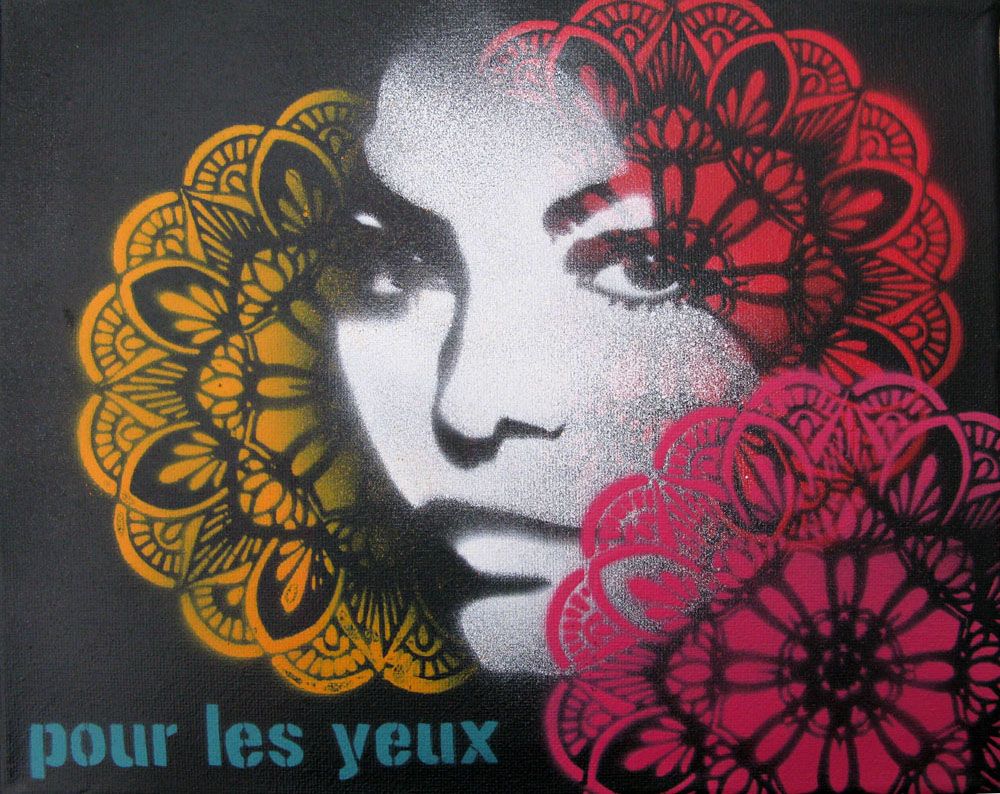 Tableau de KARO TRASS a pour titre SHANTI EYES style street pop art, street art dim : KARO TRASSprix:150