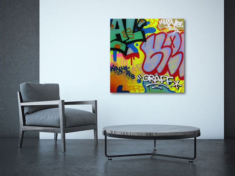 Tableau de KENY a pour titre GRAFF style graffiti, street art dim : KENYprix:800