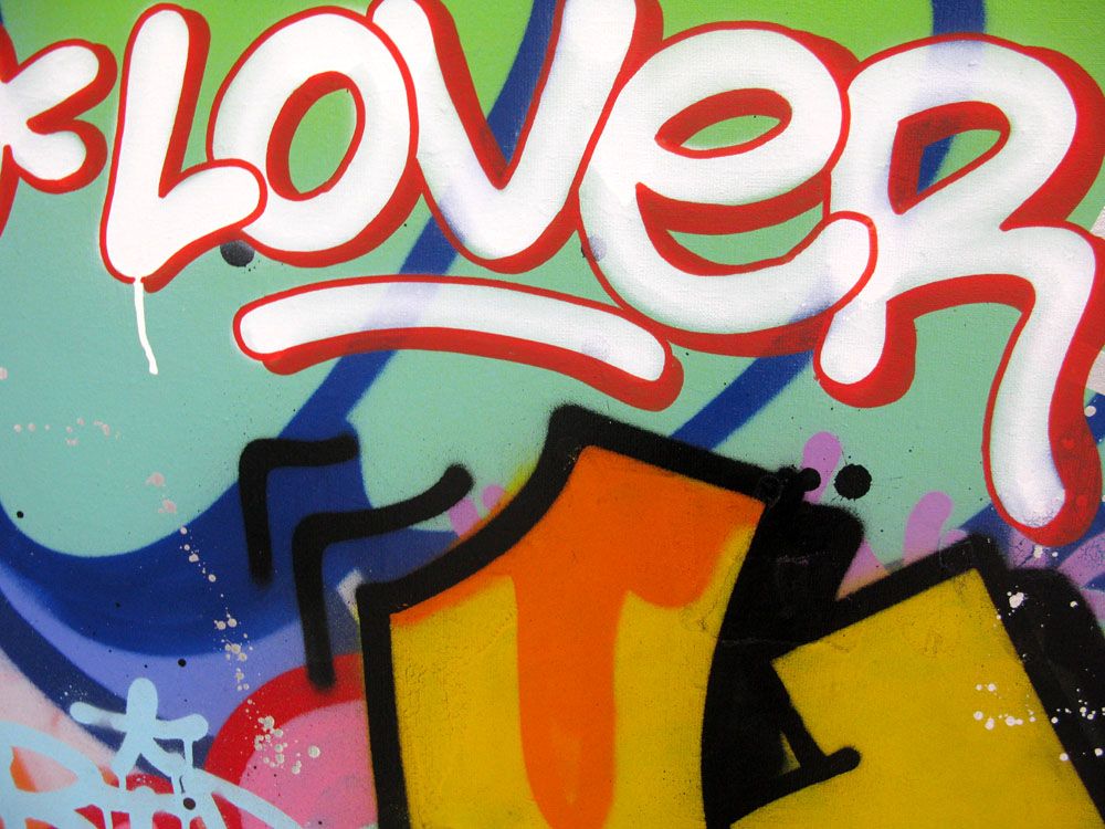 Tableau de KENY a pour titre LOVER TOYZER style graffiti, street art dim : KENYprix:800