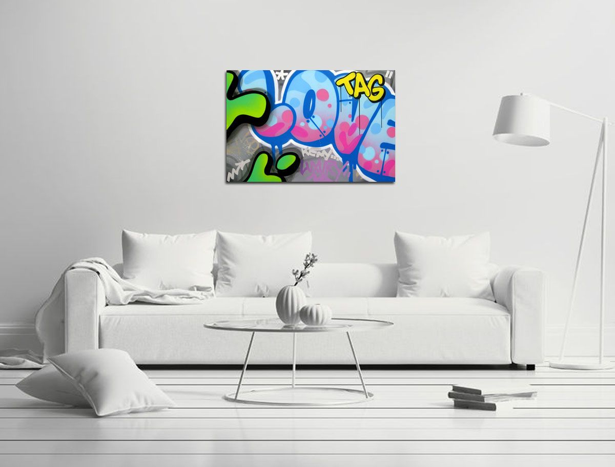 Tableau de KENY a pour titre TAG style graffiti, street art dim : KENYprix:800