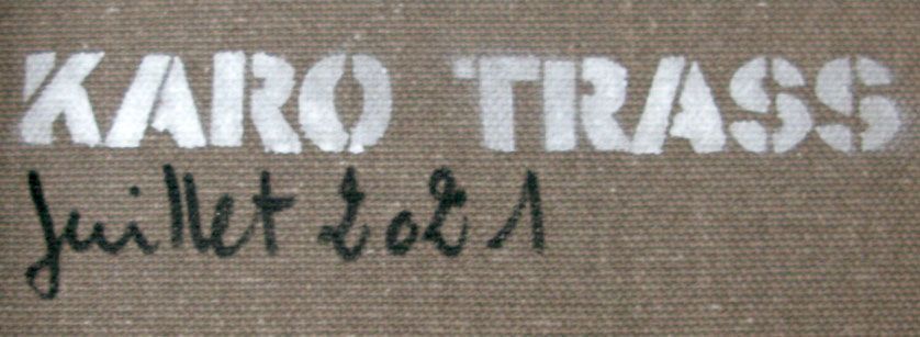 Tableau de KARO TRASS a pour titre Clémence style street pop art, street art dim : KARO TRASSprix:100