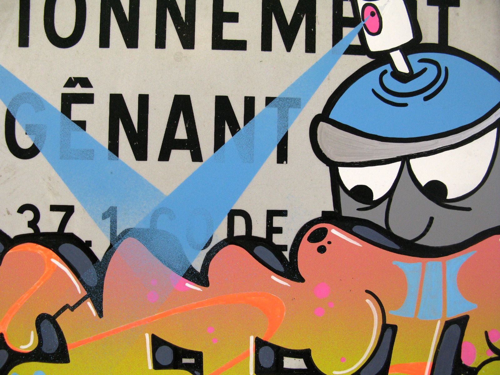 Tableau de KENY a pour titre Duel de spray style graffiti, street art dim : KENYprix:400