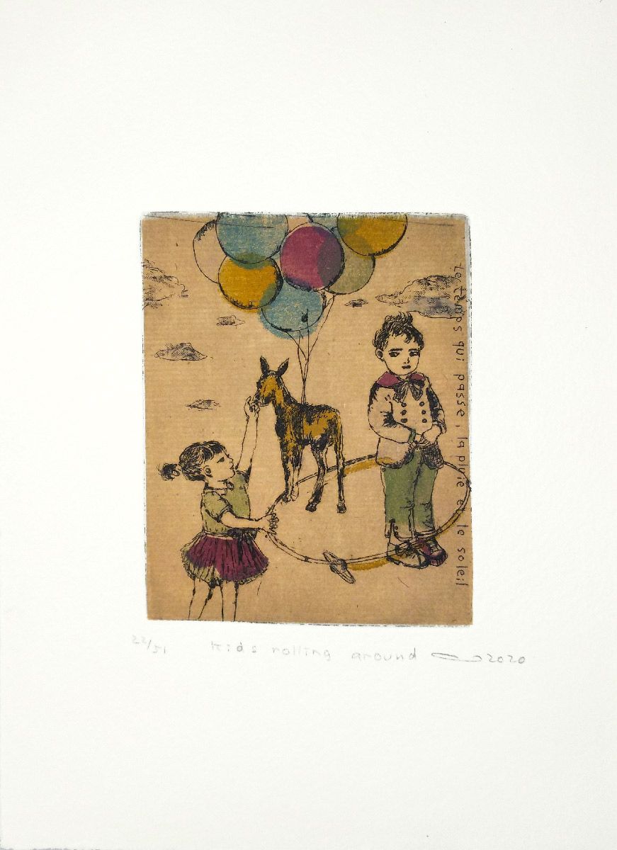 Editions d'art de ATSUKO ISHII a pour titre Kids Rolling Around style figuratif dim : ATSUKO ISHIIprix:60