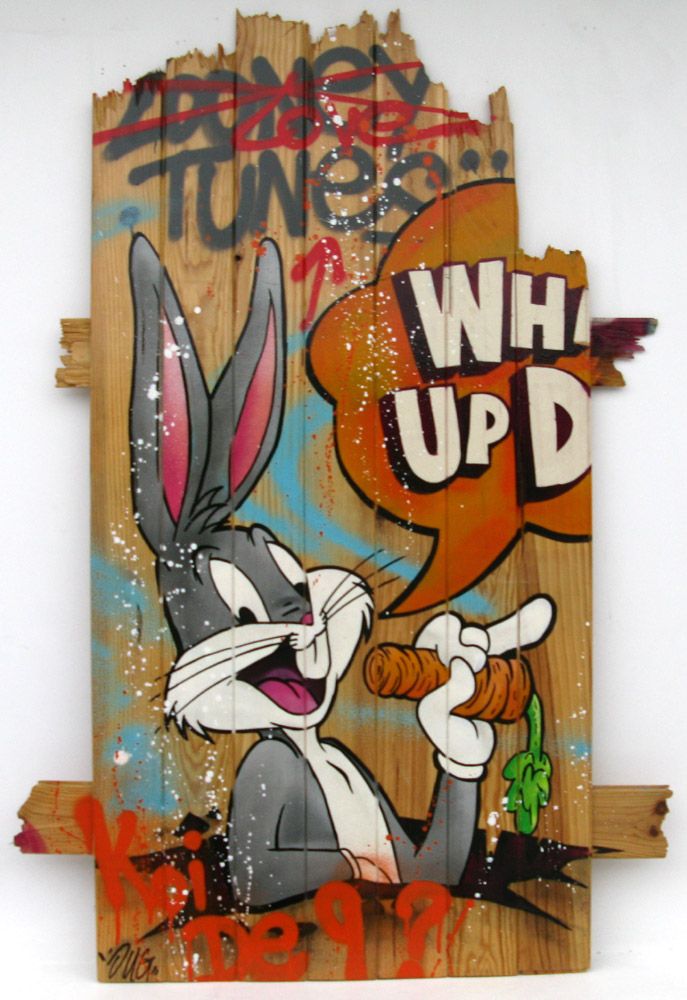 Tableau de JUG a pour titre KOI DE 9 ? style street pop art dim : JUGprix:1000