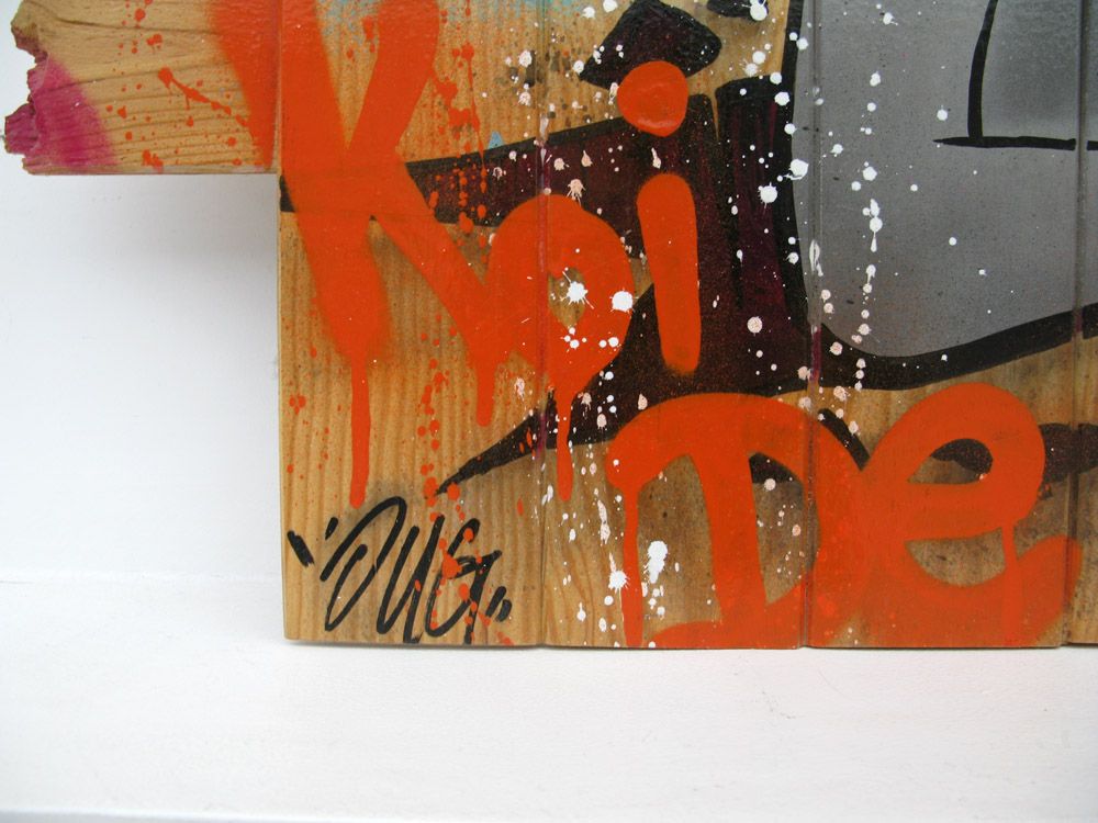 Tableau de JUG a pour titre KOI DE 9 ? style street pop art dim : JUGprix:1000