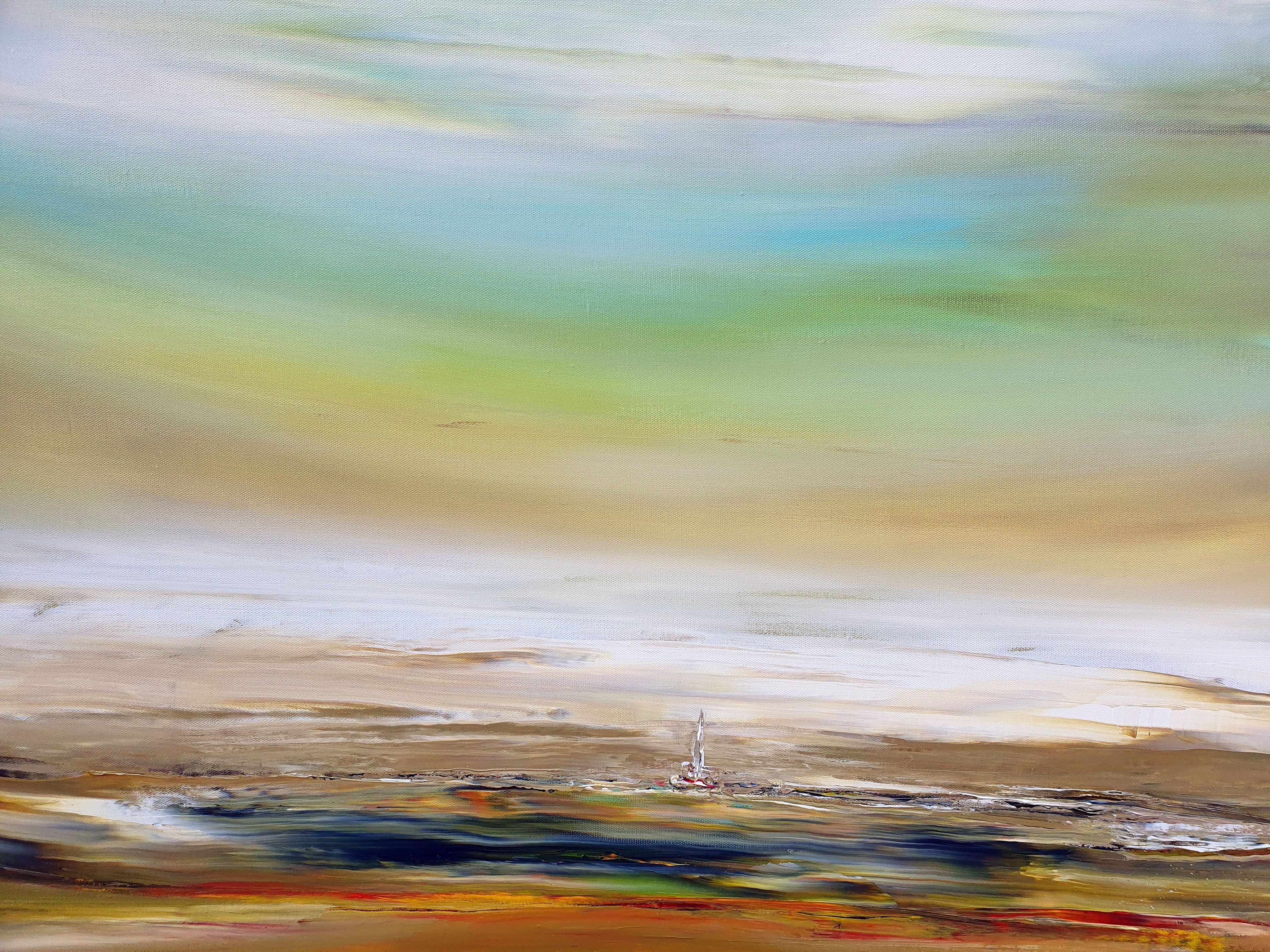 Tableau de RUELLE NICOLAS a pour titre LE LONG VOYAGE style abstrait dim : RUELLE NICOLASprix:1000