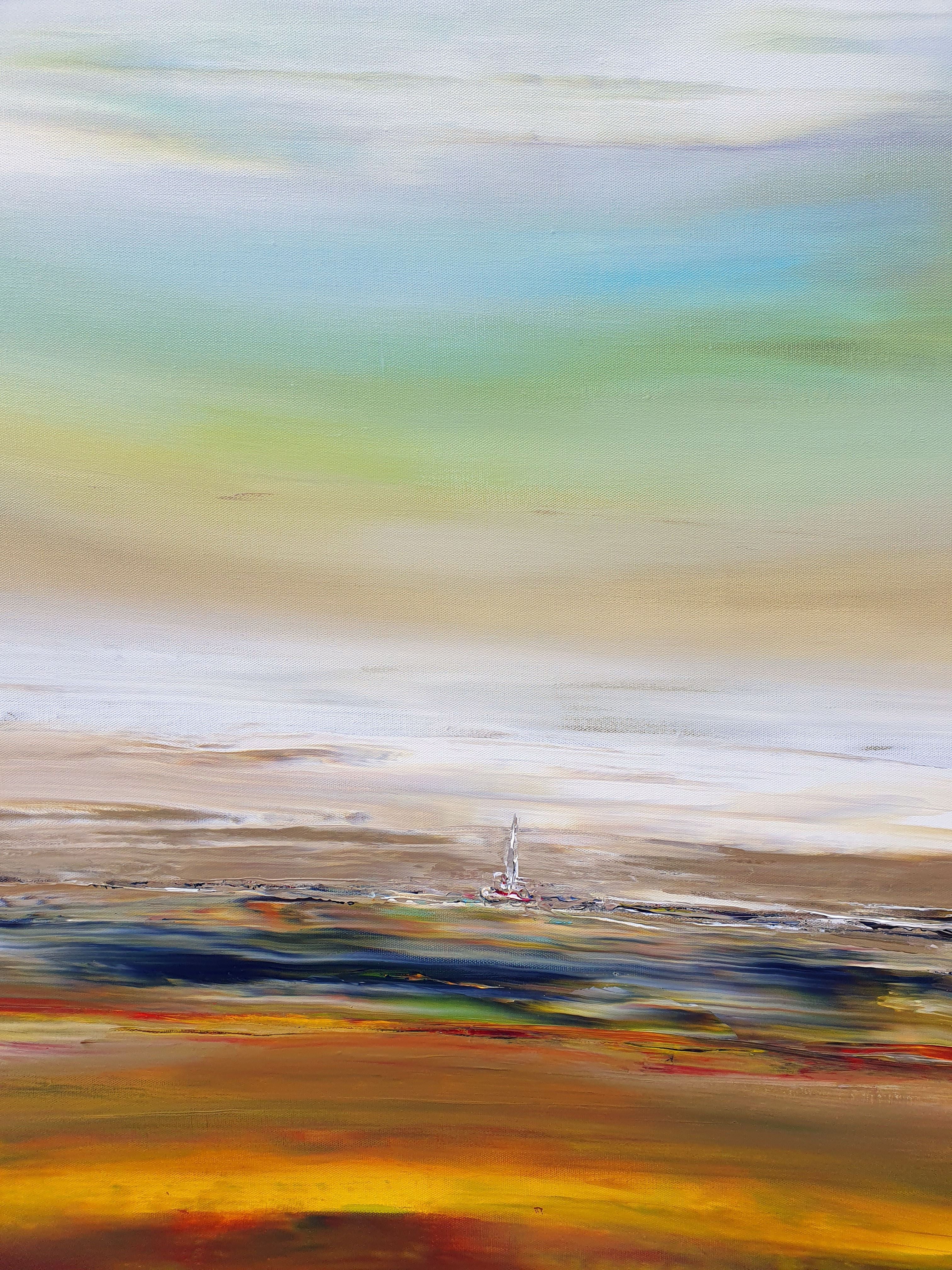 Tableau de RUELLE NICOLAS a pour titre LE LONG VOYAGE style abstrait dim : RUELLE NICOLASprix:1000