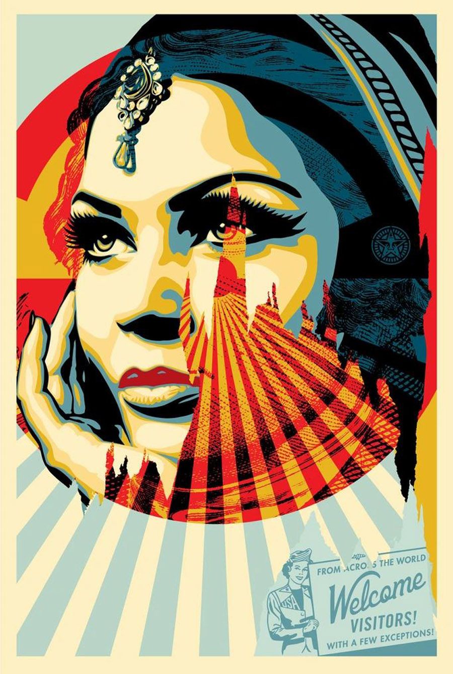 Editions d'art de OBEY : SHEPARD FAIREY a pour titre WELCOME VISITORS style street art, graphique dim : OBEY : SHEPARD FAIREY prix:140