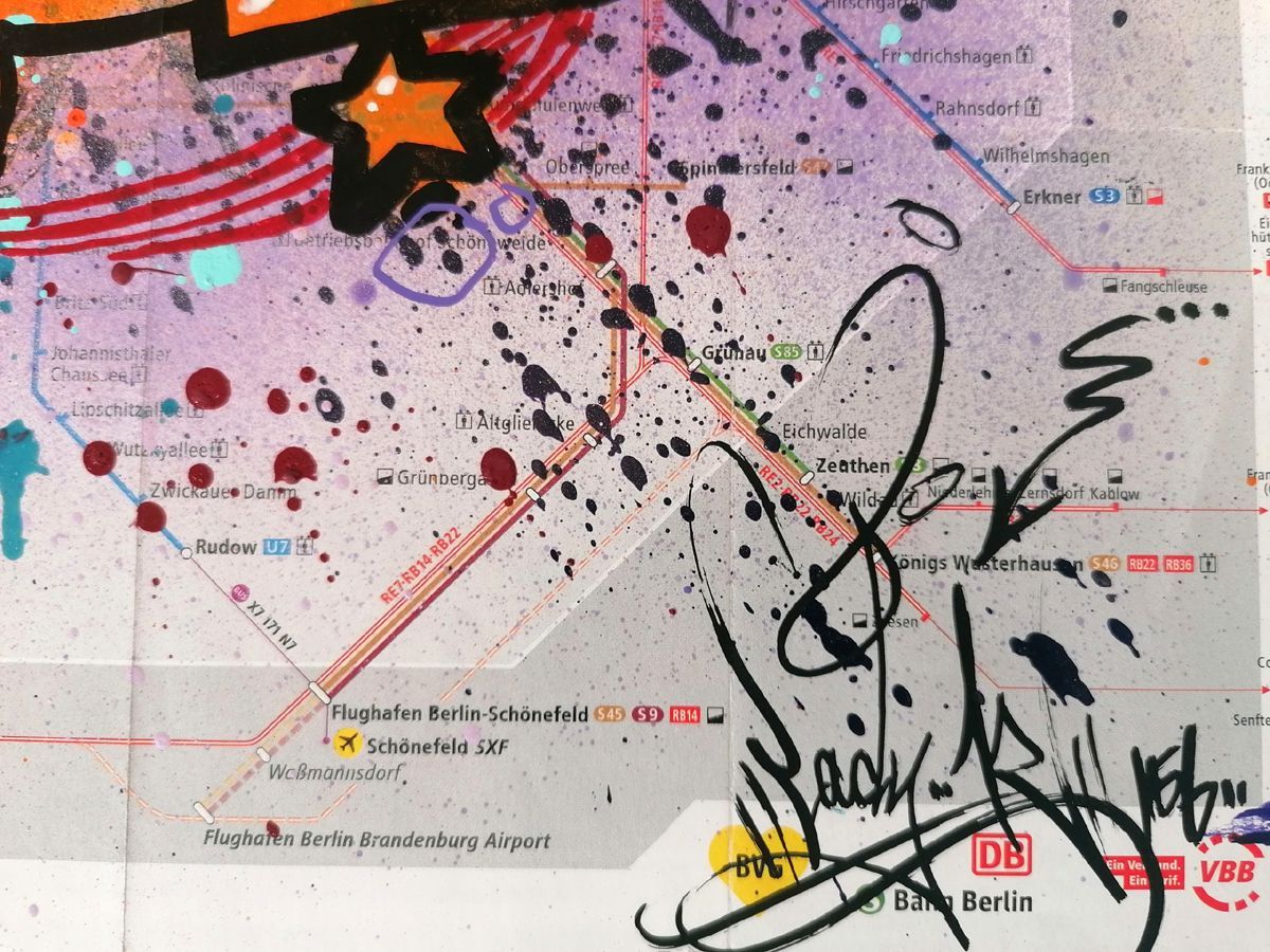 Dessin de LADY K a pour titre LOVE SUR BERLIN style street pop art dim : LADY Kprix:250