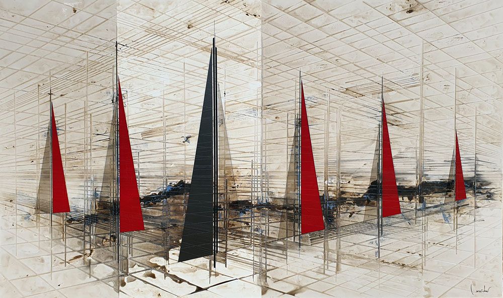 Tableau de LUDOVIC MERCHER a pour titre BLACK SAIL style abstrait dim : LUDOVIC MERCHERprix:1700