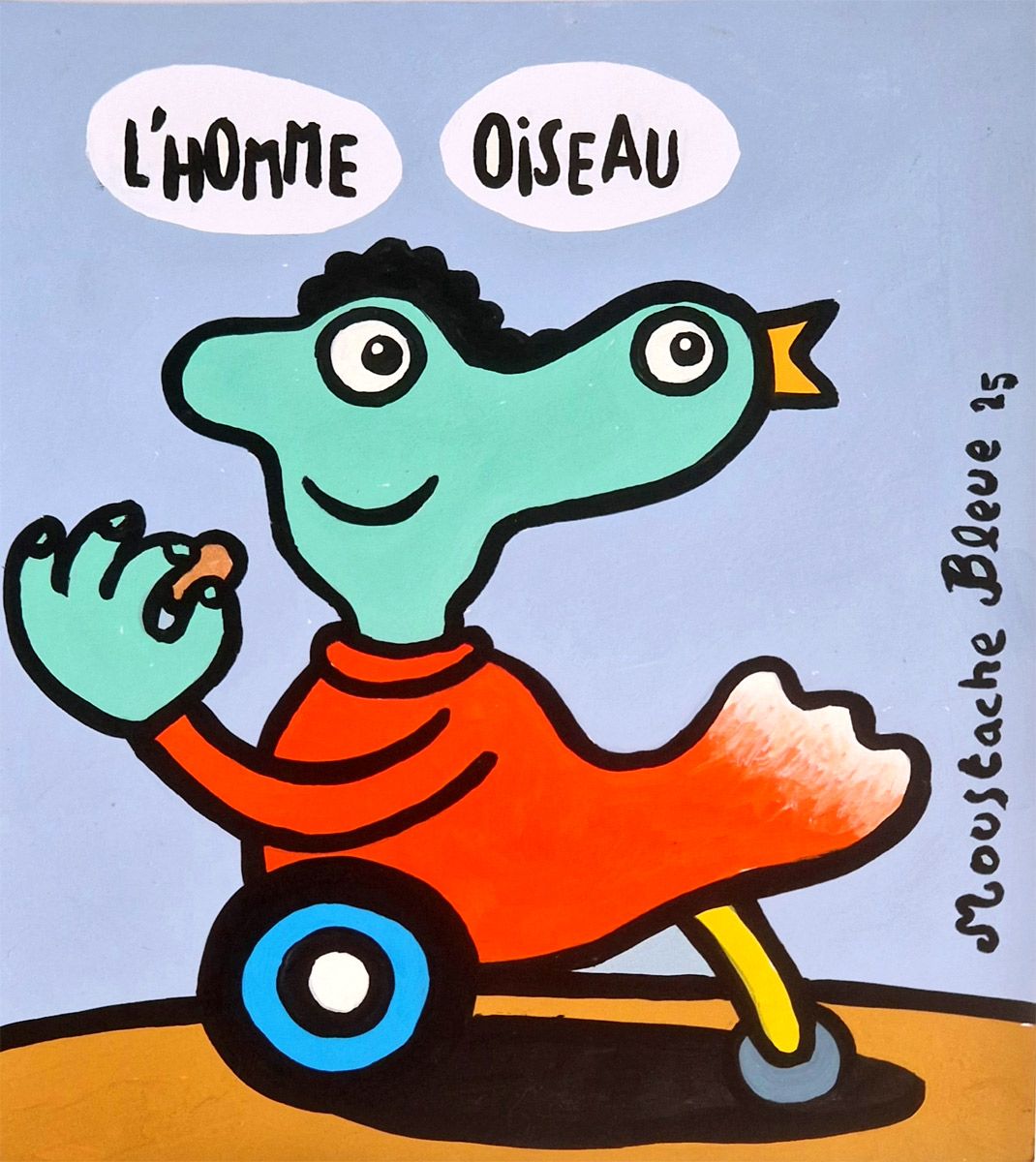 Dessin de MOUSTACHE BLEUE a pour titre L'homme oiseau style figuratif dim : MOUSTACHE BLEUEprix:45