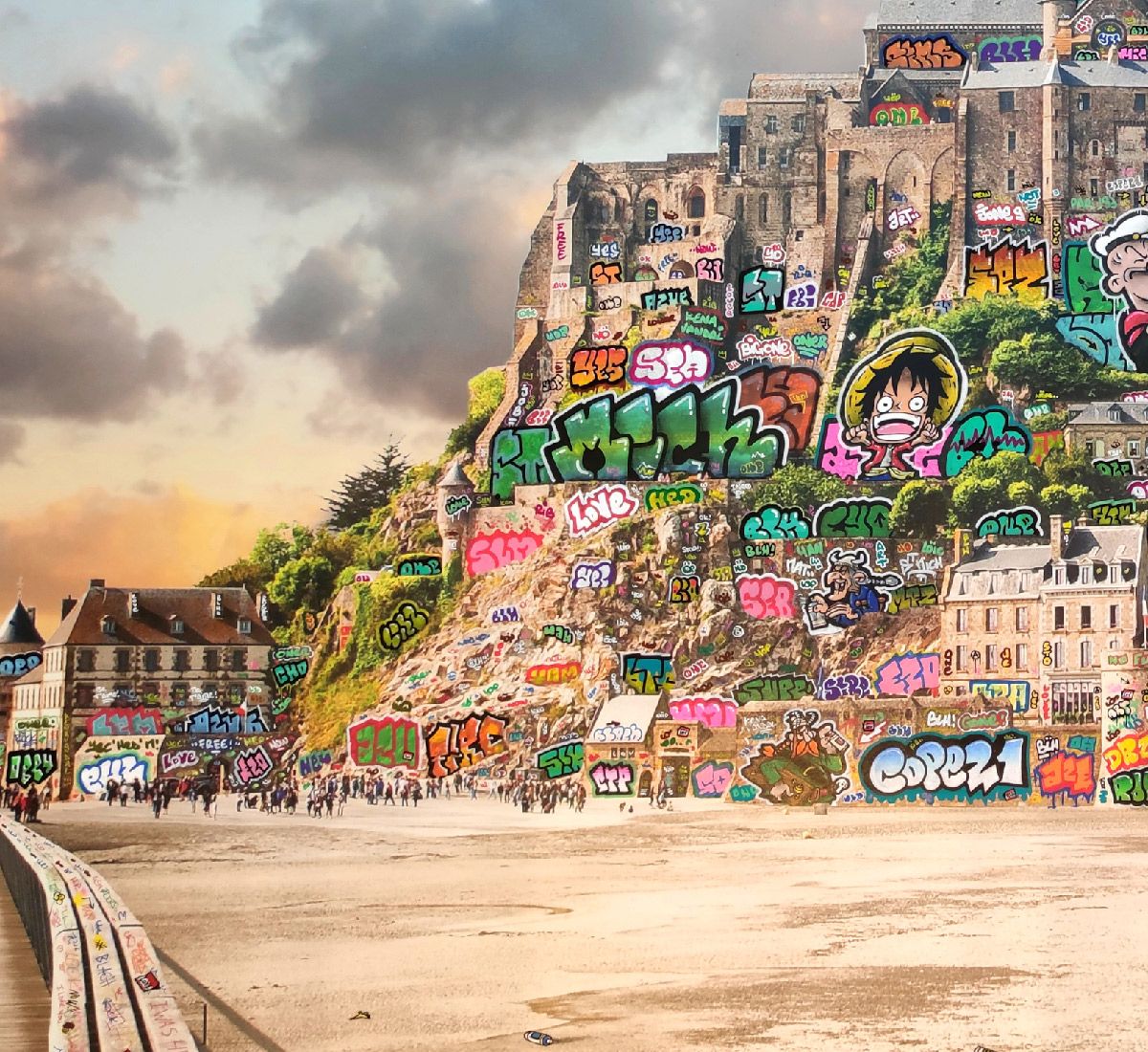 Editions d'art de BLACH a pour titre Les pirates du Mont St Michel style street art dim : BLACHprix:100