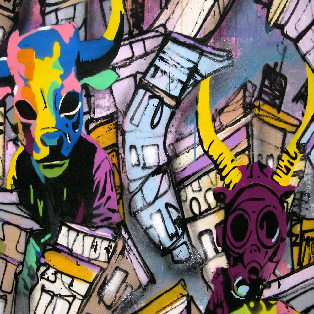 Tableau de Craig & Emer a pour titre Les cornus style street pop art dim : Craig & Emerprix:1200