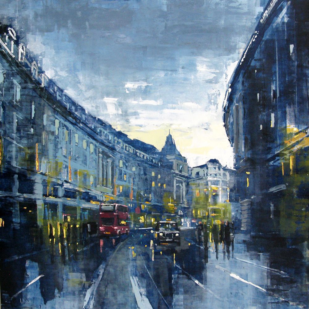 Tableau de ADRIEN FAVEAU a pour titre London, Regent Street style figuratif, graphique dim : ADRIEN FAVEAUprix:2500