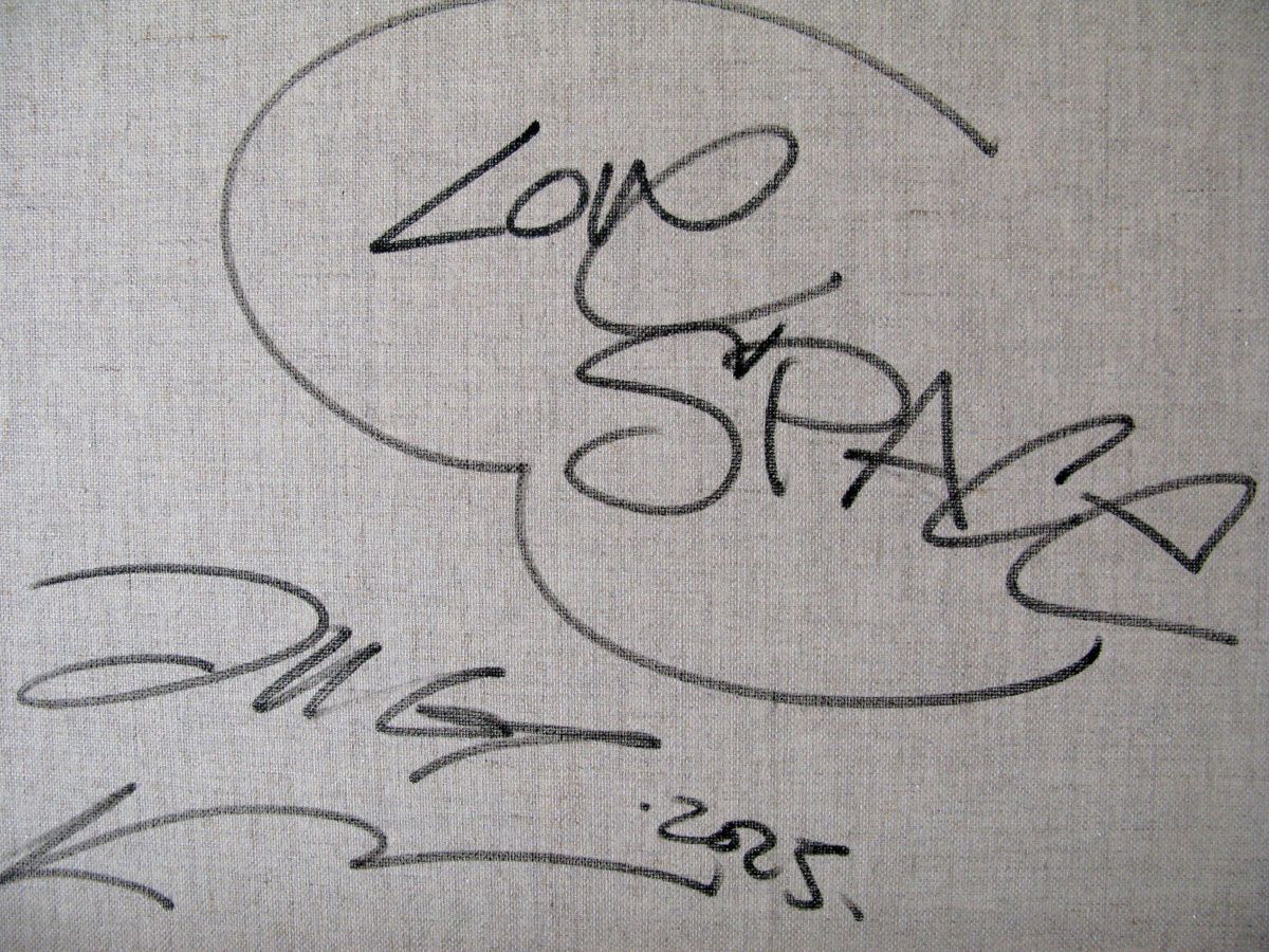 Tableau de JUG a pour titre LOVE SPACE style street pop art, street art dim : JUGprix:900
