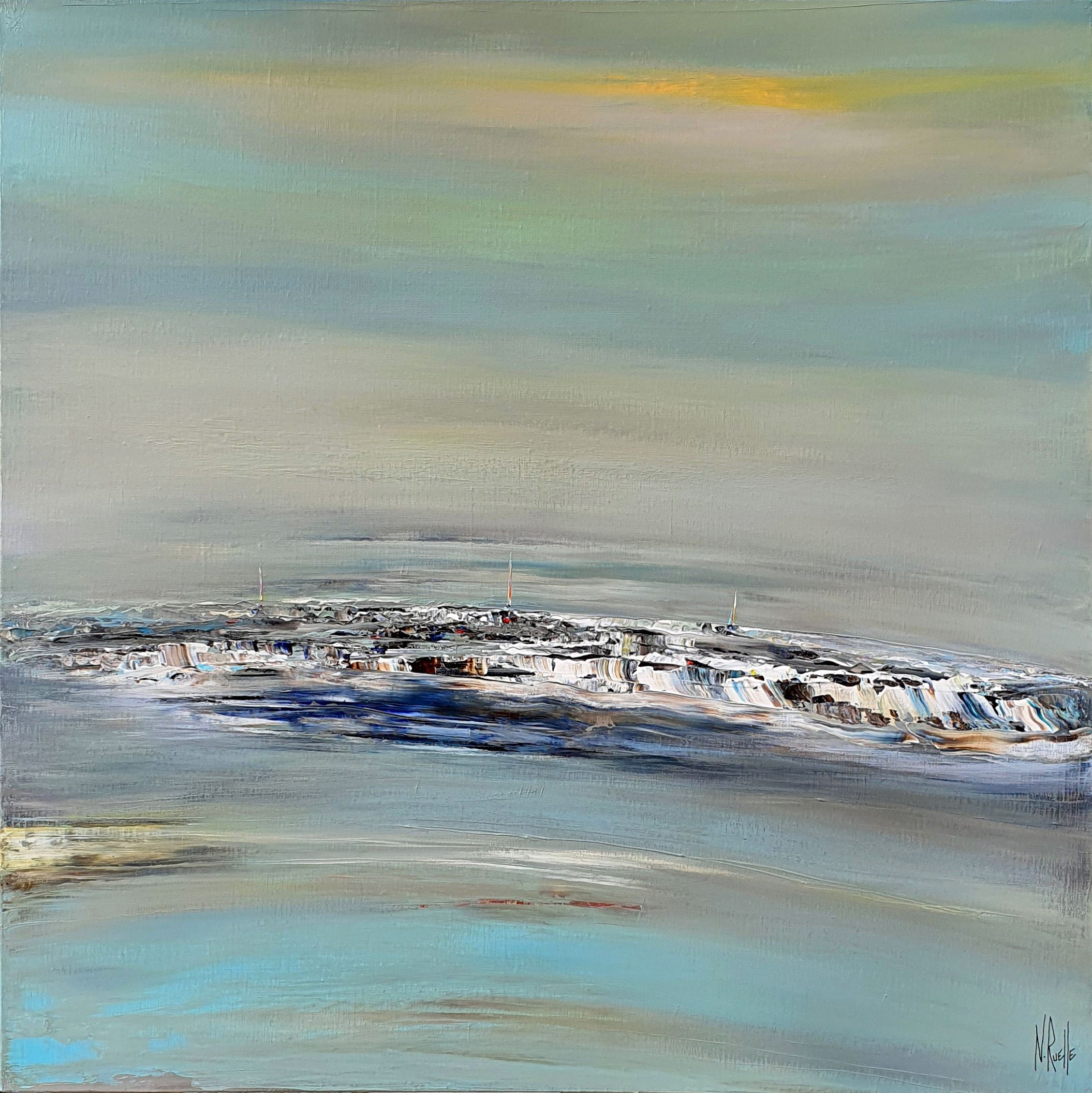 Tableau de RUELLE NICOLAS a pour titre MEDITATION MARINE style abstrait dim : RUELLE NICOLASprix:750