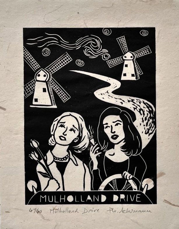Dessin de PHILIPPE ACHERMANN a pour titre MULHOLLAND DRIVE style graphique dim : PHILIPPE ACHERMANNprix:40
