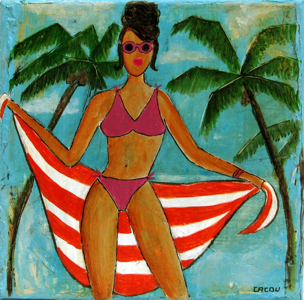 Tableau de CACOU a pour titre Mademoiselle style graphique dim : CACOUprix:80