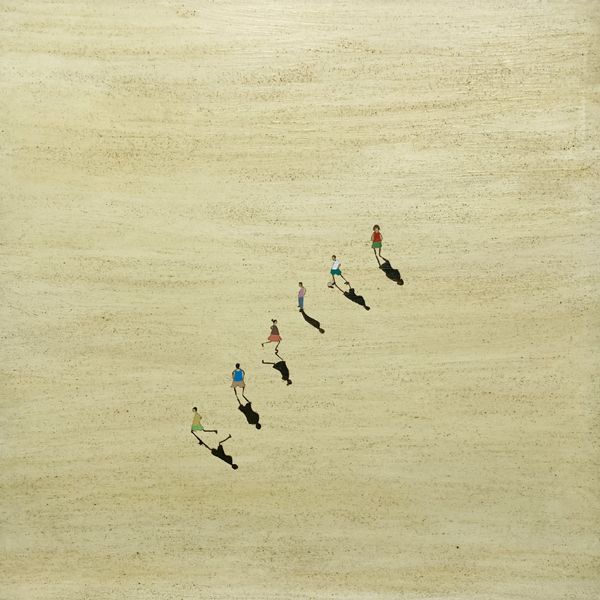 Tableau de MARCOS ZRIHEN NOWOTNY a pour titre Gamins en ligne style figuratif dim : MARCOS ZRIHEN NOWOTNYprix:800