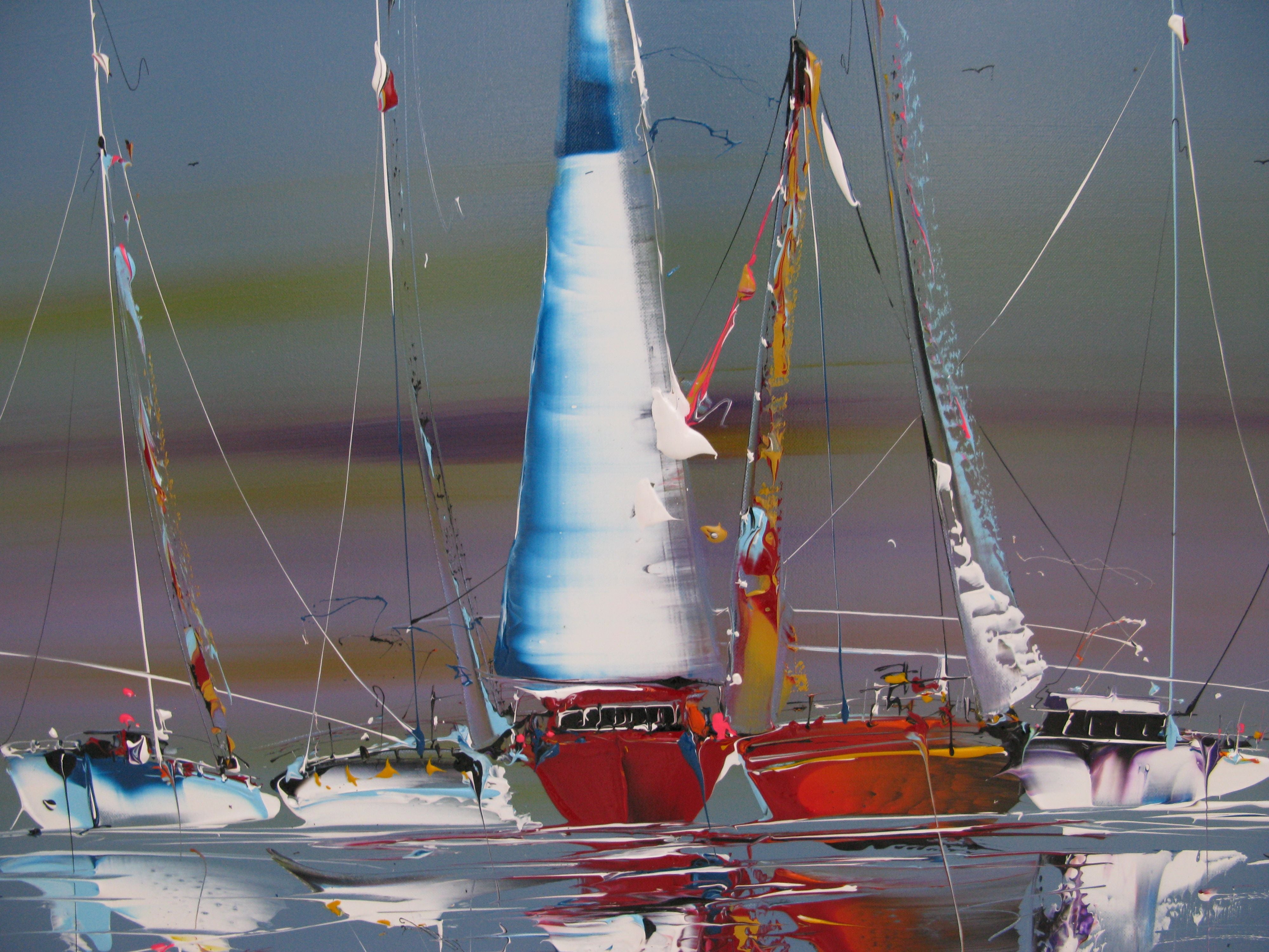 Tableau de F. BOUTET a pour titre MARINE ABSTRAITE 80 style figuratif dim : F. BOUTETprix:1000