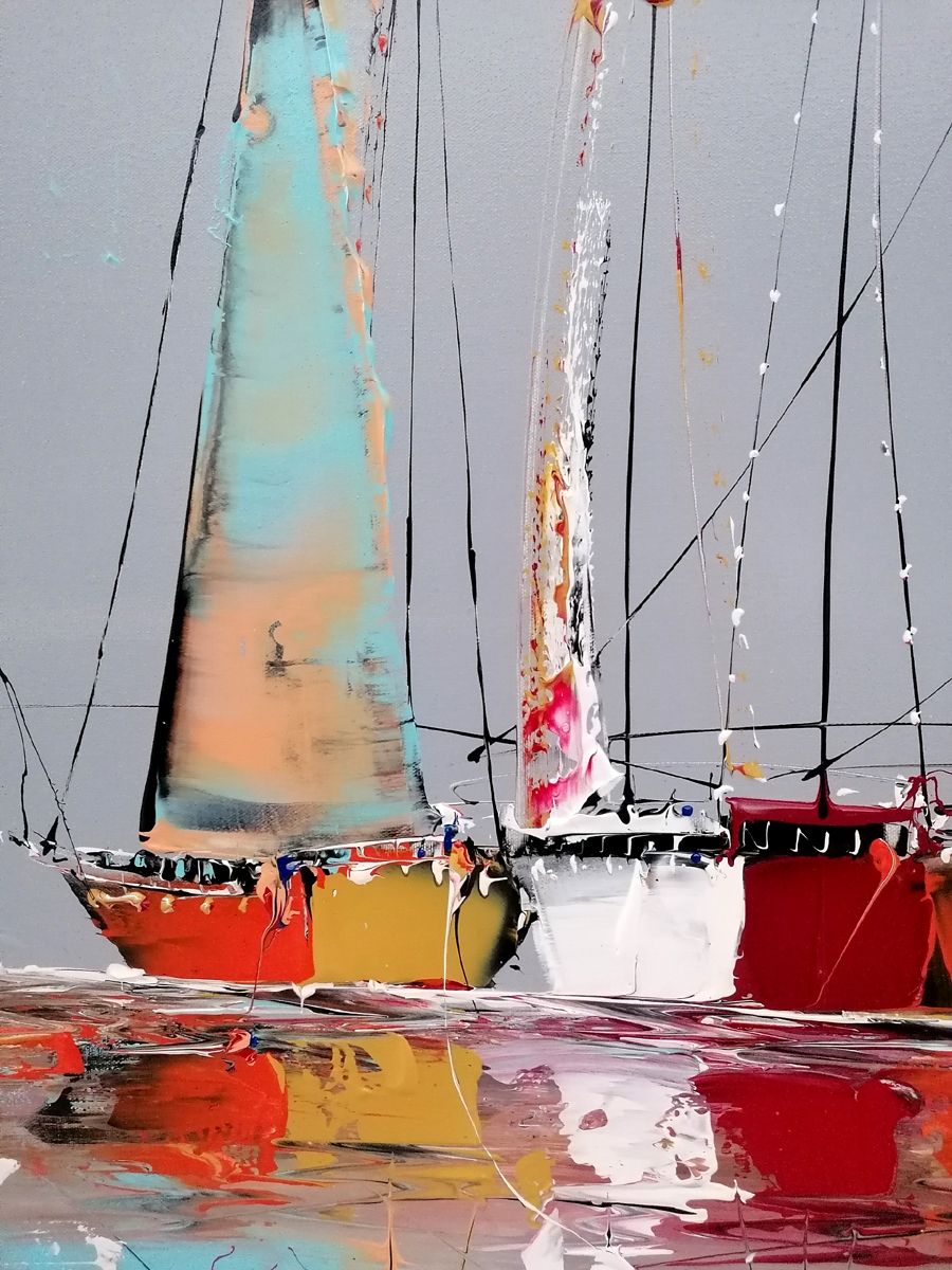 Tableau de F. BOUTET a pour titre MARINE ABSTRAITE 2025-104 style abstrait dim : F. BOUTETprix:650