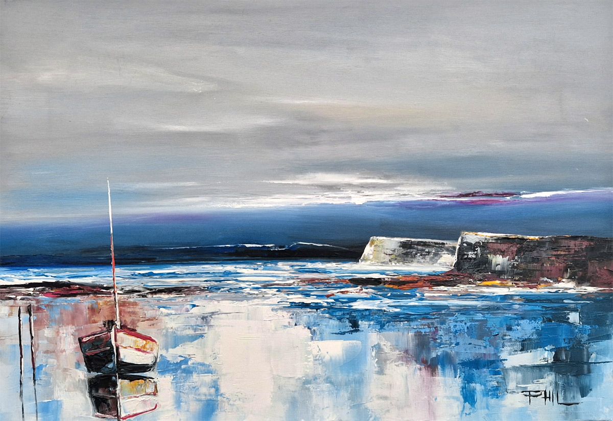 Tableau de PHIL a pour titre Matin calme, au bord de mer style figuratif dim : PHILprix:500