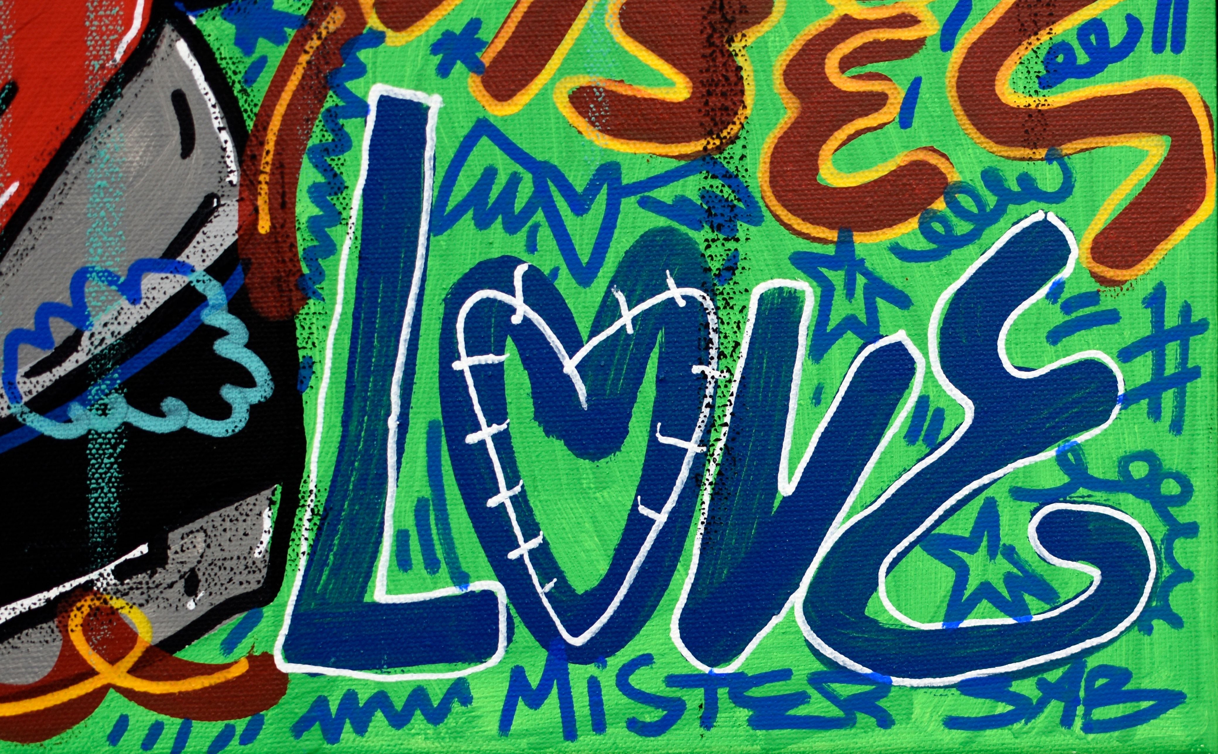 Tableau de RICO SAB a pour titre Miss the simpler says style street pop art, street art dim : RICO SABprix:600