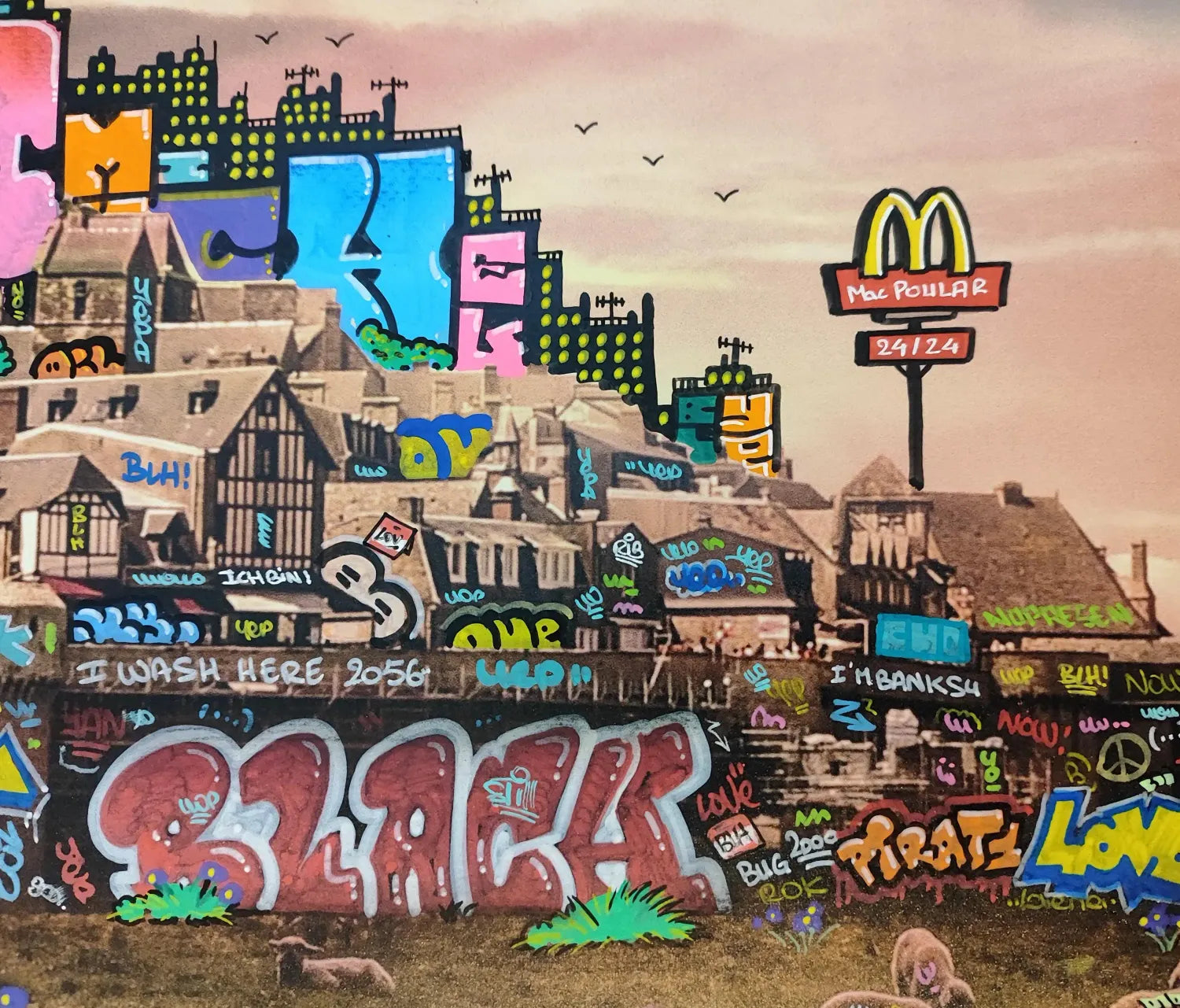 Editions d'art de BLACH a pour titre Mont Saint Michel Apocalypse 3054 style graffiti, street art dim : BLACHprix:230