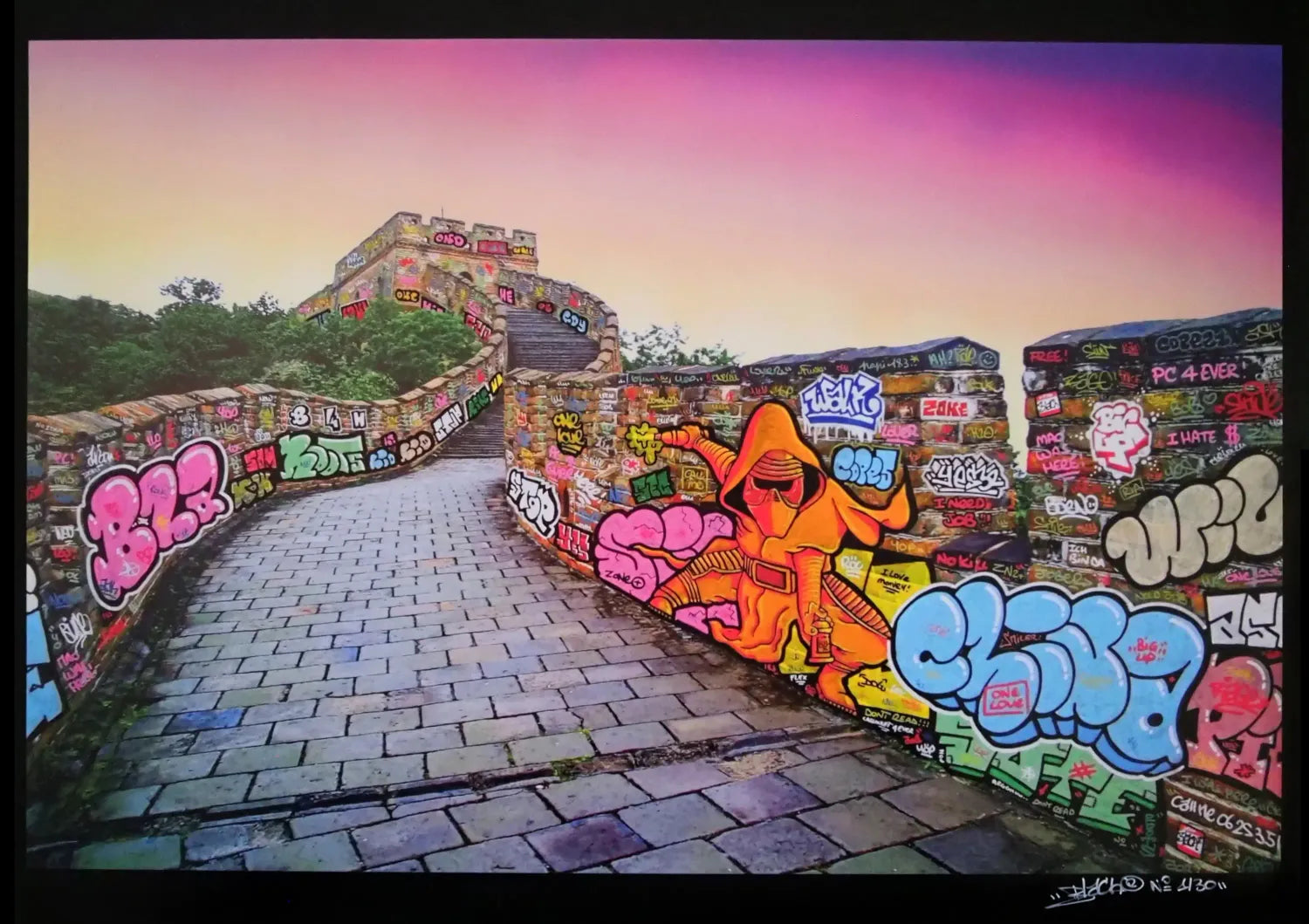 Editions d'art de BLACH a pour titre Muraille de Chine style graffiti, street art dim : BLACHprix:60