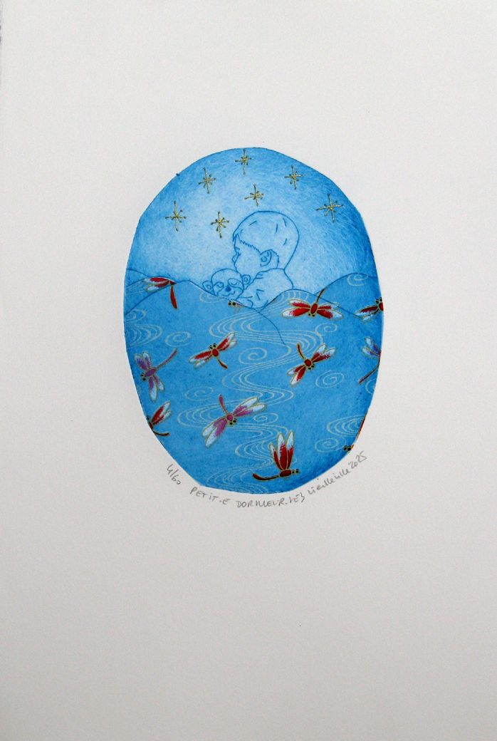 Editions d'art de NAVIEILLEVILLE a pour titre Petit-e dormeur-se 3 style figuratif, graphique dim : NAVIEILLEVILLEprix:42