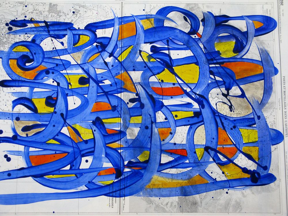 Dessin de STEPHANE RIME a pour titre Papier noname carte maritime n°A22 style abstrait dim : STEPHANE RIMEprix:180