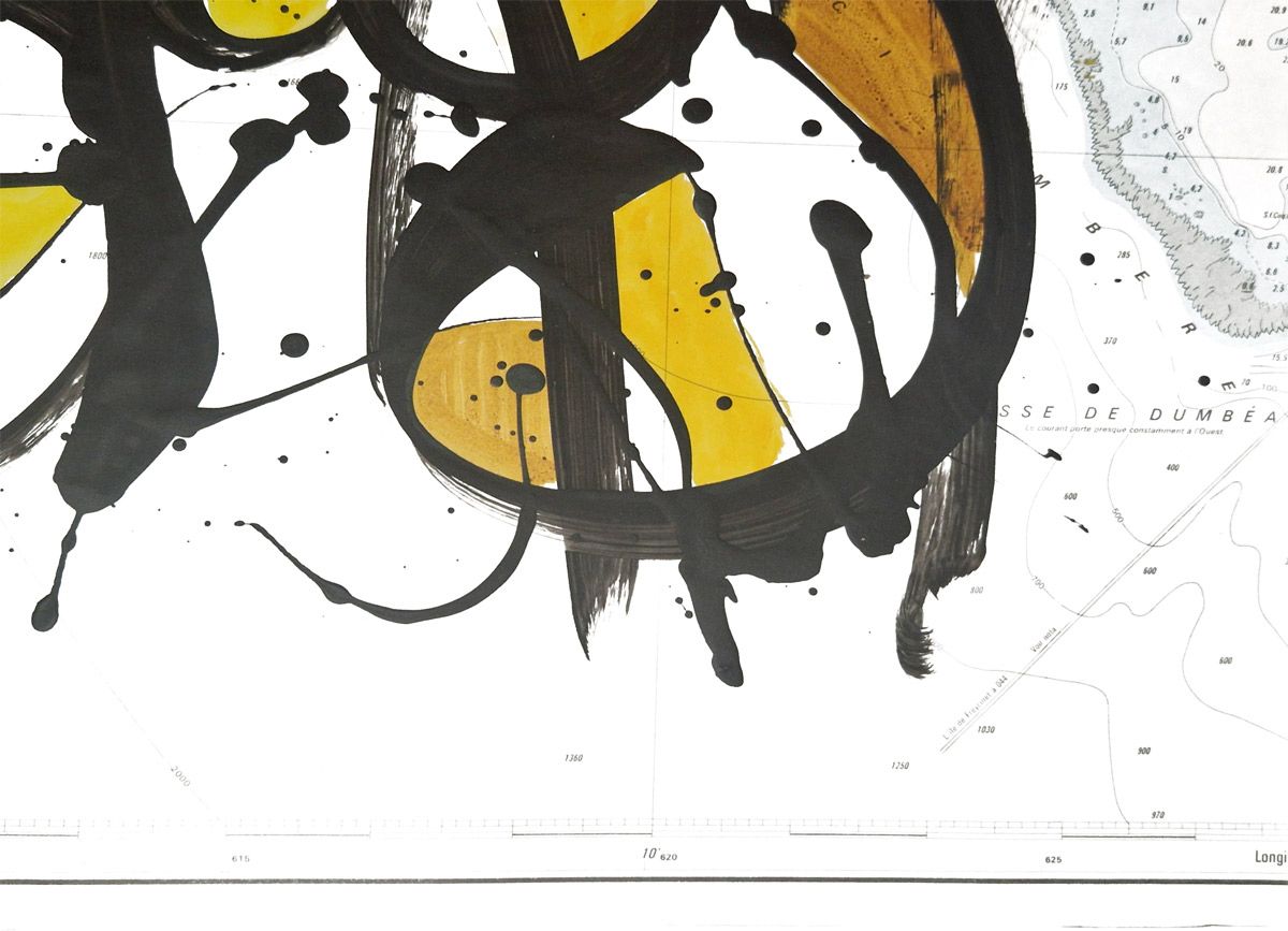 Dessin de STEPHANE RIME a pour titre NONAME sur Carte Marine B63 ( Nouvelle Calédonie) style abstrait dim : STEPHANE RIMEprix:140