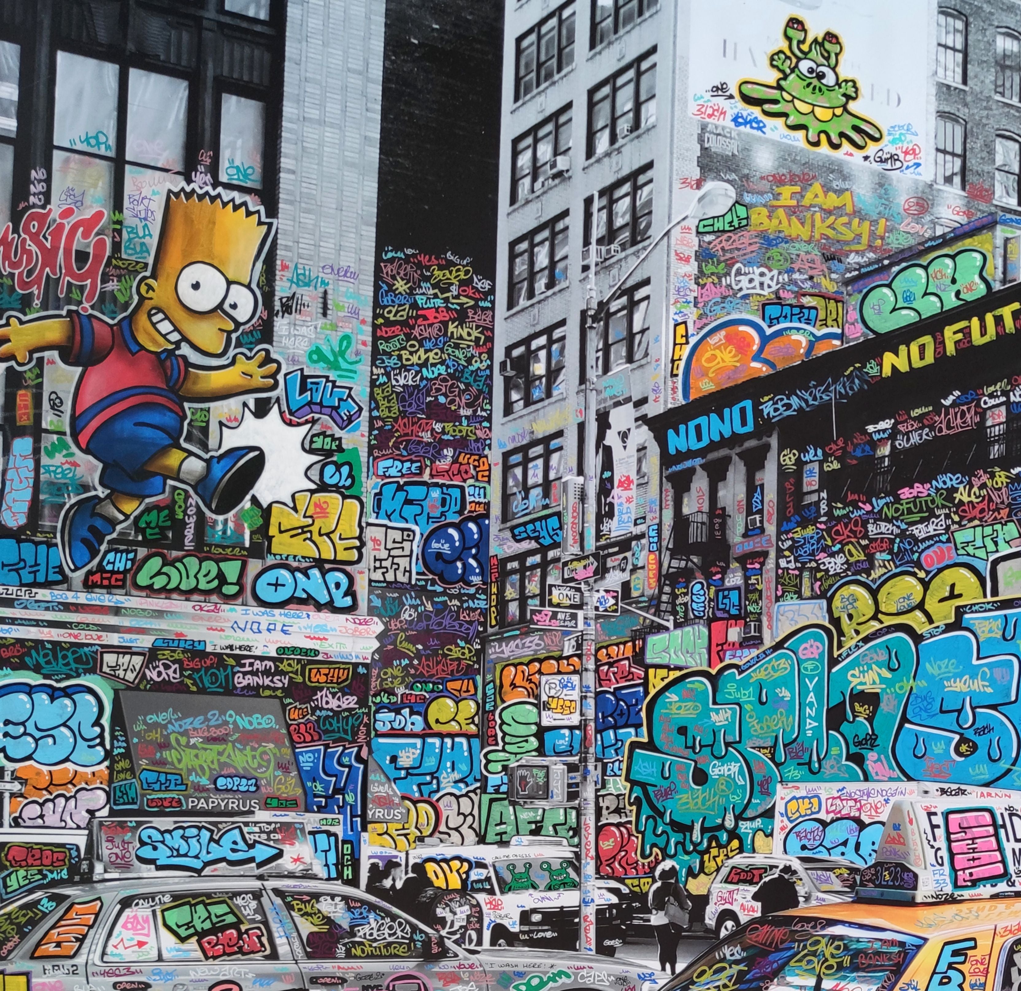 Editions d'art de BLACH a pour titre New-York Taxi Bart style street art dim : BLACHprix:100