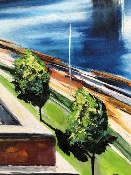 Tableau de PHIL a pour titre EAST RIVER style figuratif dim : PHILprix:550
