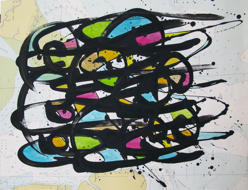Dessin de STEPHANE RIME a pour titre Papier noname carte maritime n°41 style abstrait dim : STEPHANE RIMEprix:120