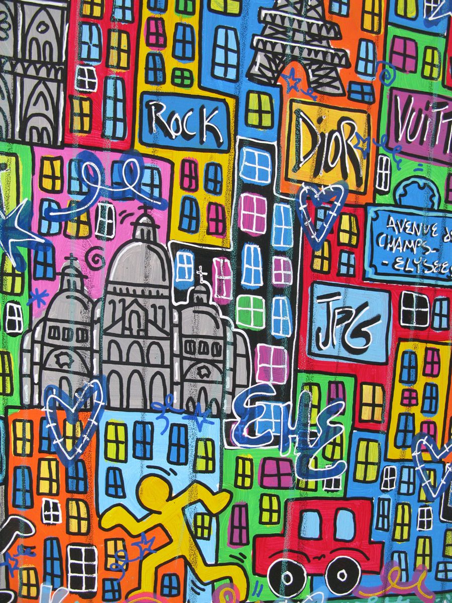 Tableau de RICO SAB a pour titre Paris Love style street pop art, street art dim : RICO SABprix:950