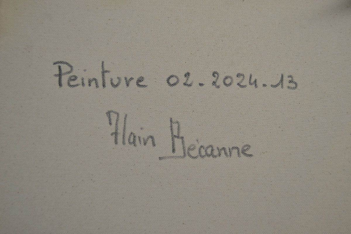 Tableau de ALAIN BECANNE a pour titre PEINTURE ABSTRAITE 02-2024-13 style abstrait dim : ALAIN BECANNEprix:1200