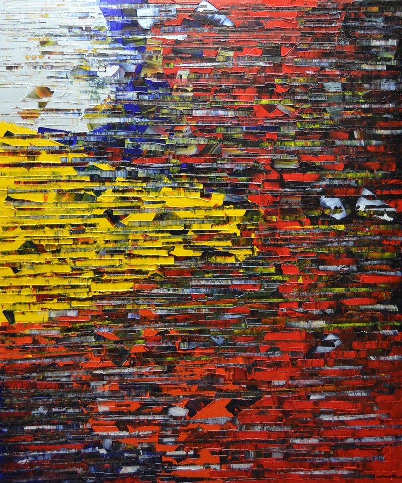 Tableau de ALAIN BECANNE a pour titre Peinture abstraite 12-2024-48 style abstrait dim : ALAIN BECANNEprix:1200