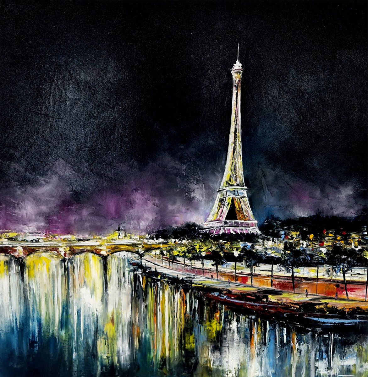Tableau de PHIL a pour titre Les Péniches, Paris style figuratif dim : PHILprix:350